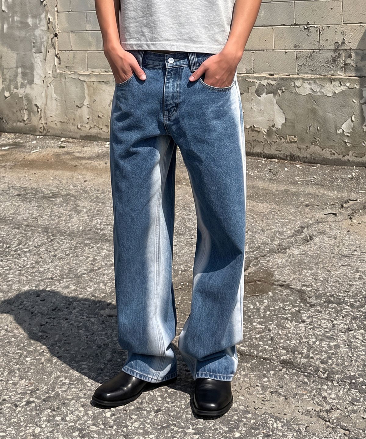 데케트(DECET) Mid Rise Wide Jeans DCPT027BlueSide