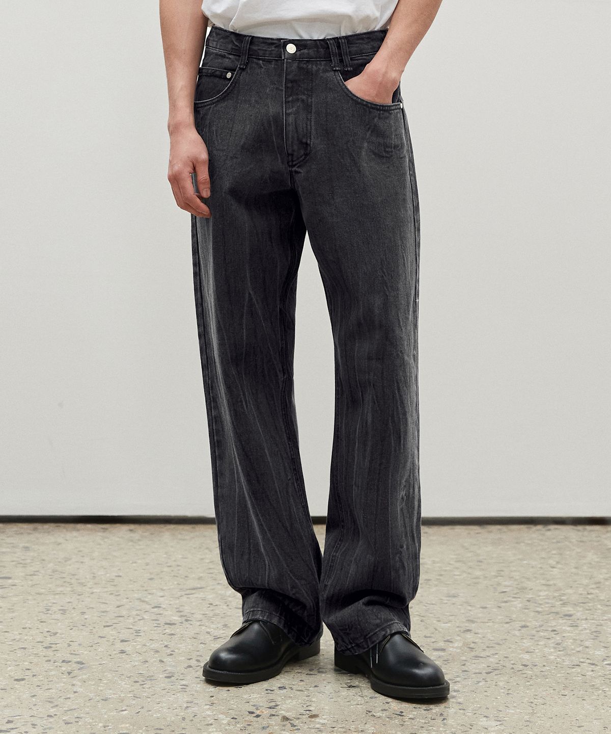 데케트(DECET) Mid Rise Wide Jeans DCPT027CrinkleBlack - 사이즈 & 후기 | 무신사