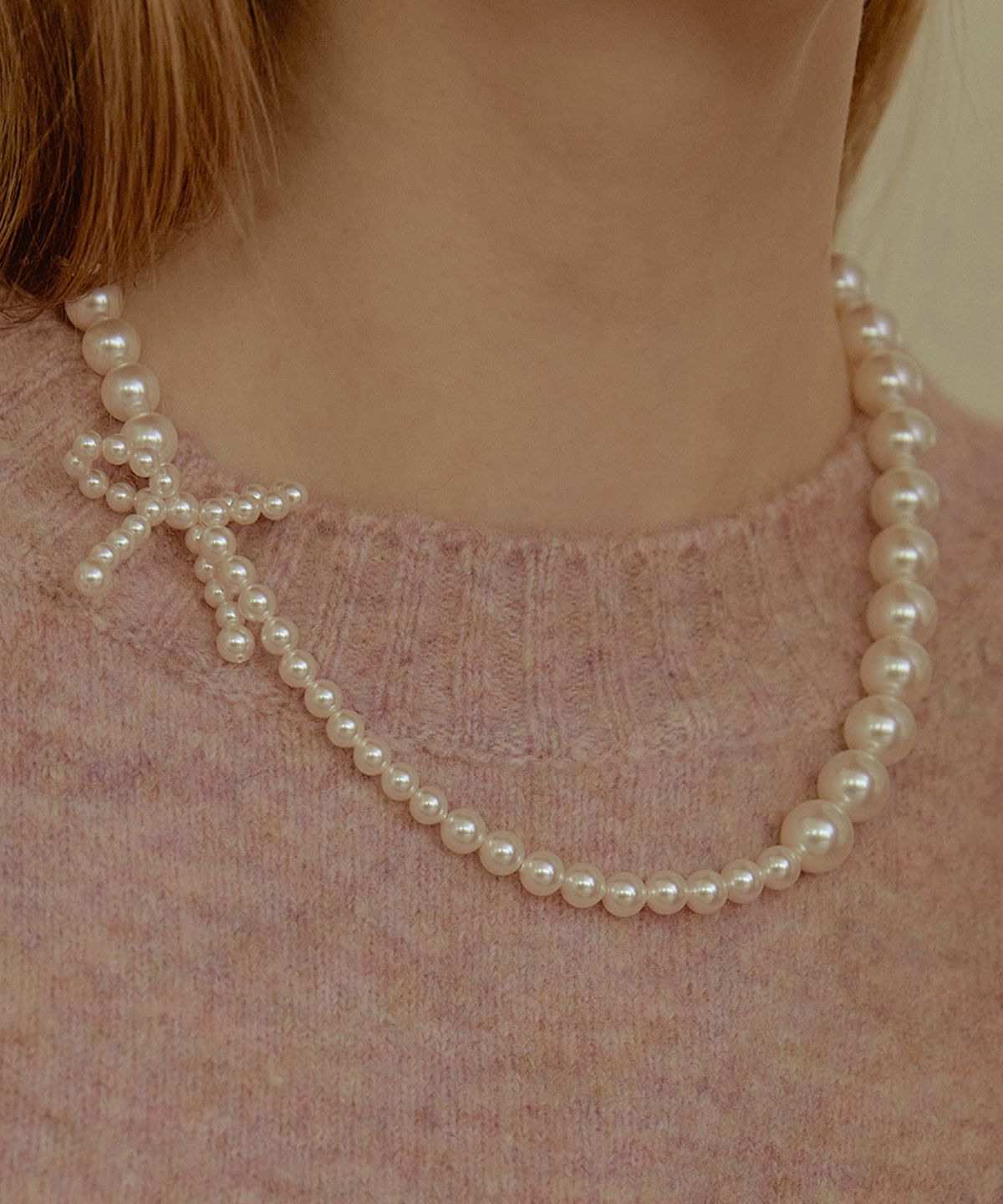 타티아나(TATIANA) Romantic Pearl Ribbon Necklace NZ2076