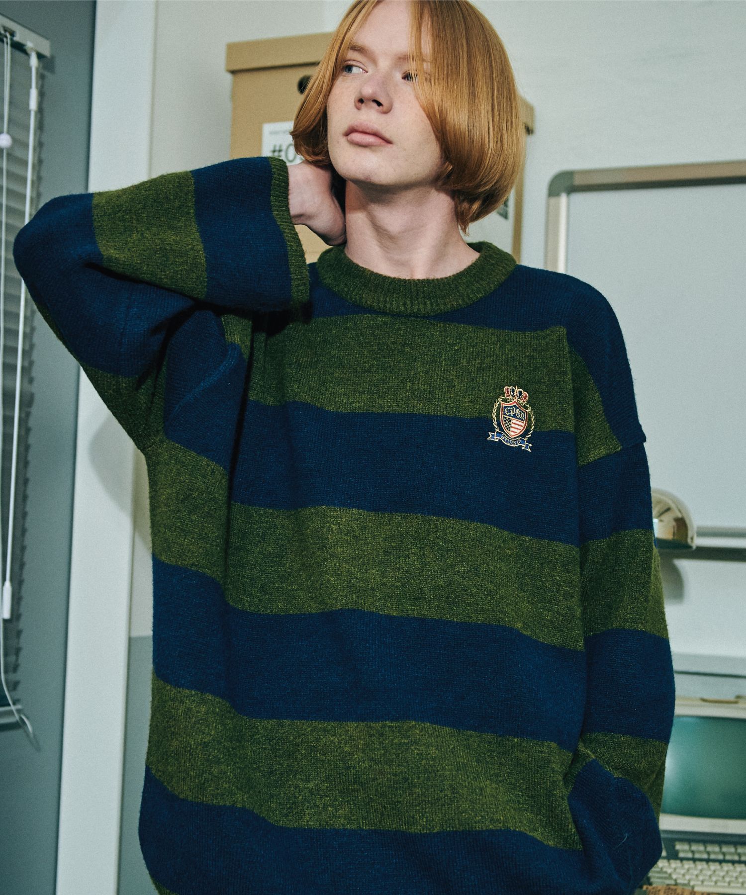 【CPGN STUDIO】Pullover Border Western Sweater MUSINSA | CPGN STUDIO Pullover Border Western Sweater Navy Khaki