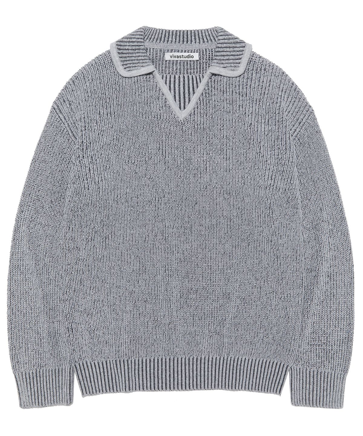 비바스튜디오(VIVASTUDIO) TWO TONE COLLAR KNIT [GRAY]