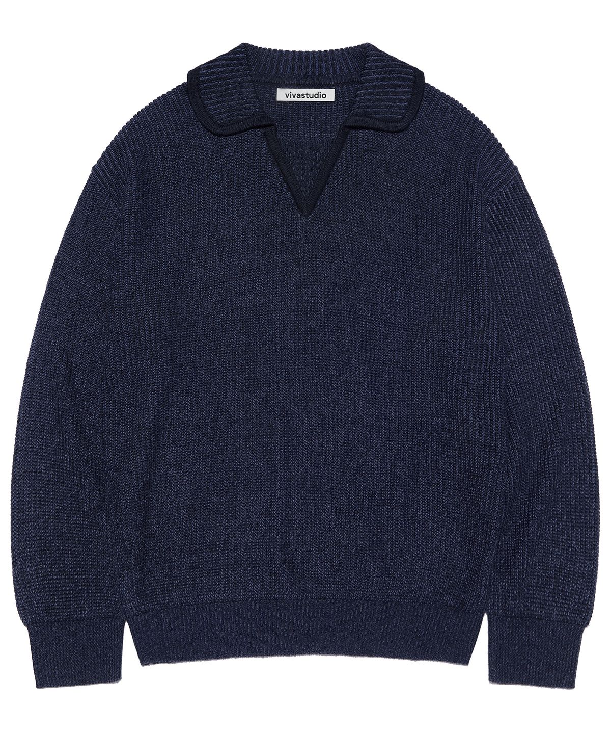 비바스튜디오(VIVASTUDIO) TWO TONE COLLAR KNIT [NAVY]