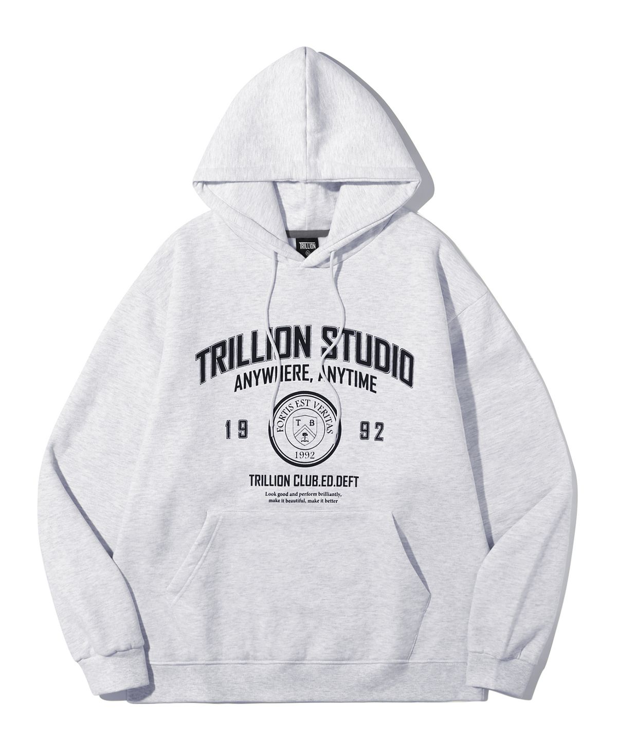 트릴리온(TRILLION) 스튜디오 아치 오버핏 후드 (MELANGE GRAY)