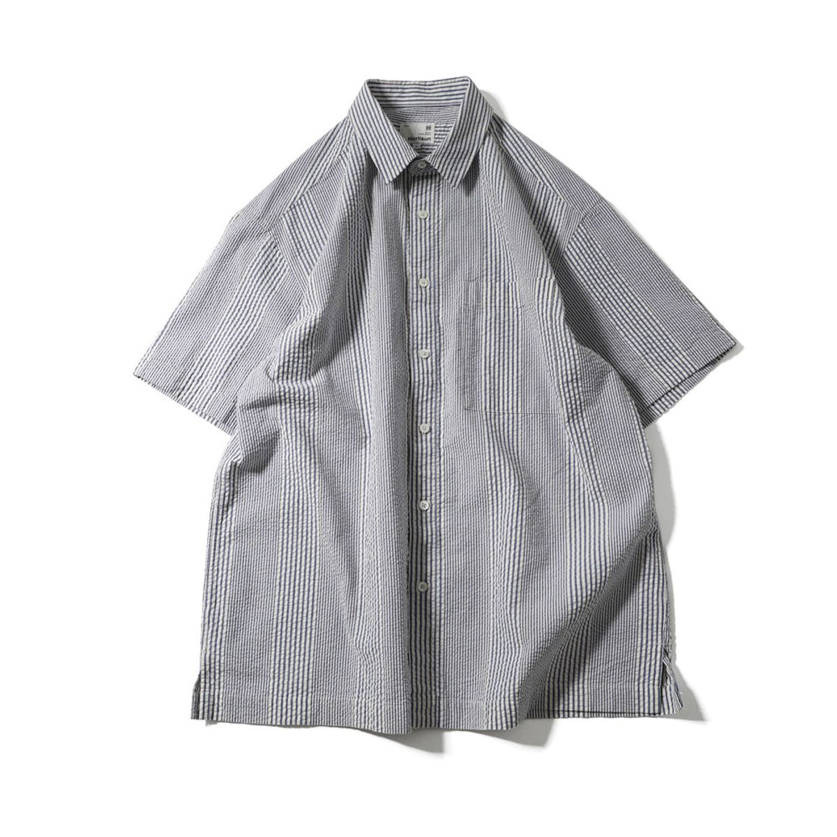 홀리선(HORLISUN) Perth Seersucker Short Sleeve Shirt Blue