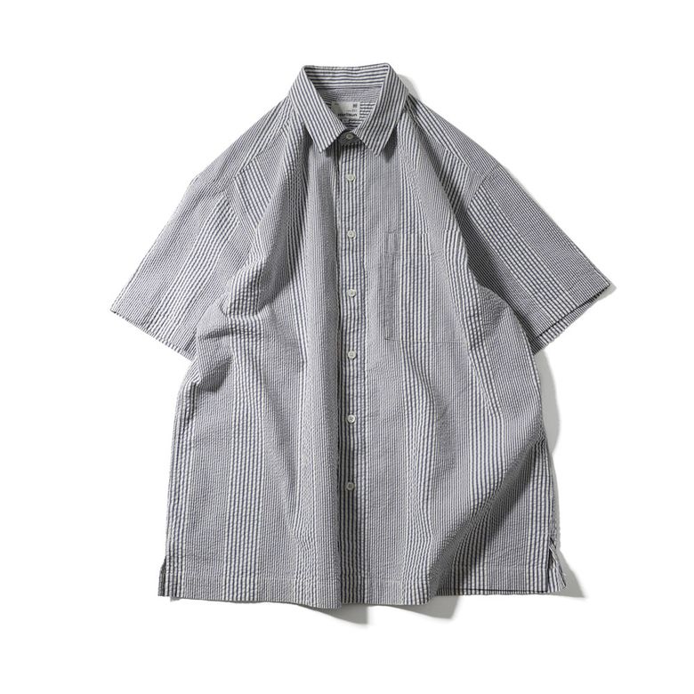 Perth Seersucker Short Sleeve Shirt Blue