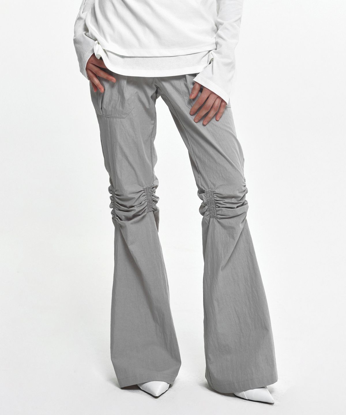 나체(NACHE) EXPOSURE ZIP DETAIL PANTS (UNISEX) GRAY