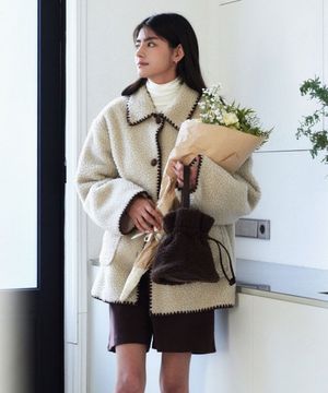 틴 플리스 리버시블 카라 자켓 - 아이보리