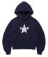 W STAR LOGO CROPPED HOODIE NAVY(CV2CFFM401A)