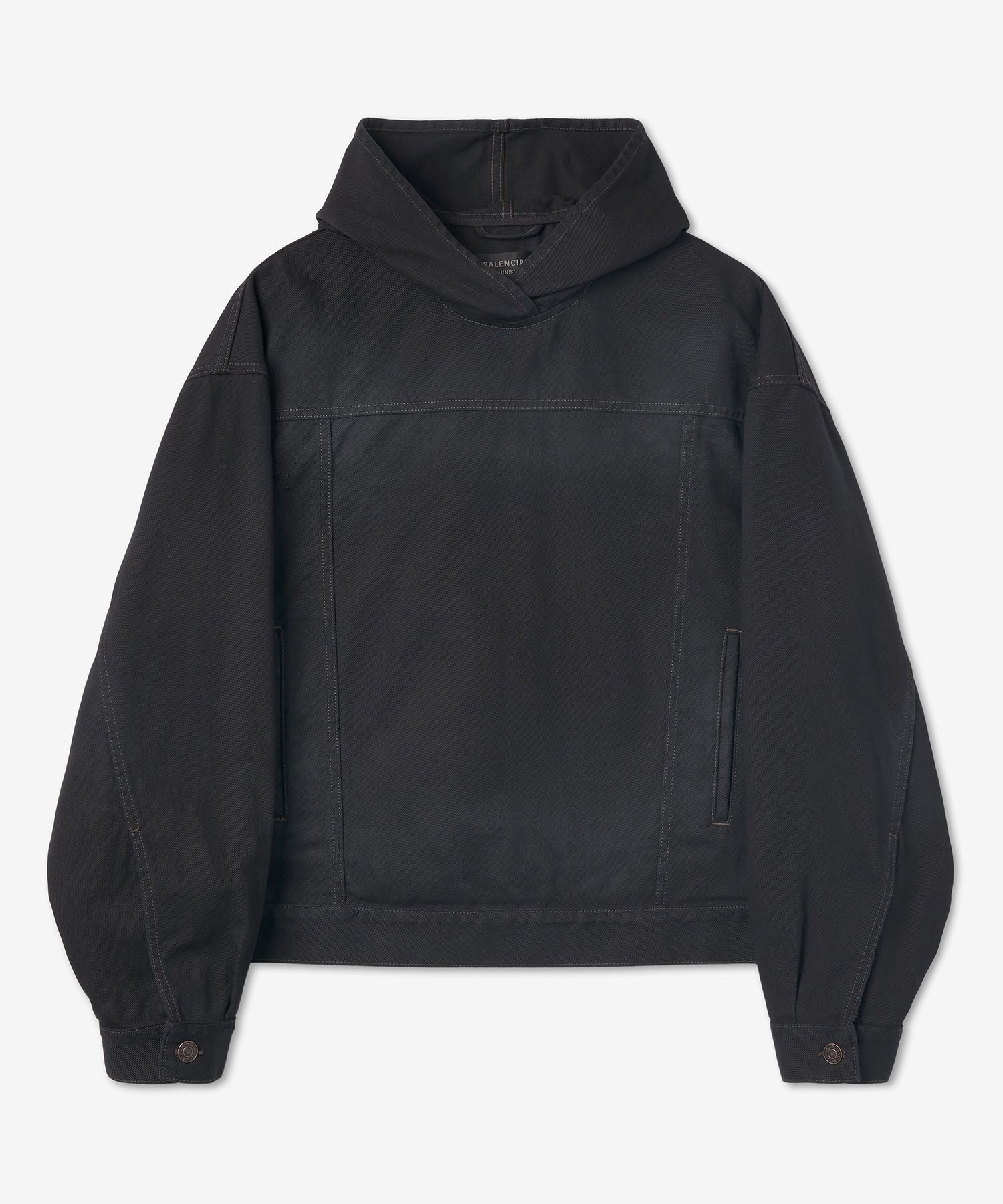 MUSINSA | BALENCIAGA Pullover Denim Hooded Jacket - Black 