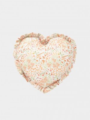 플로럴 패턴 하트 프릴 면모달 쿠션커버