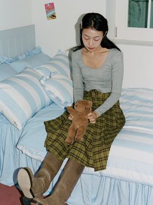 논더스트 워싱 스카이 블루 볼드 스트라이프 이불커버