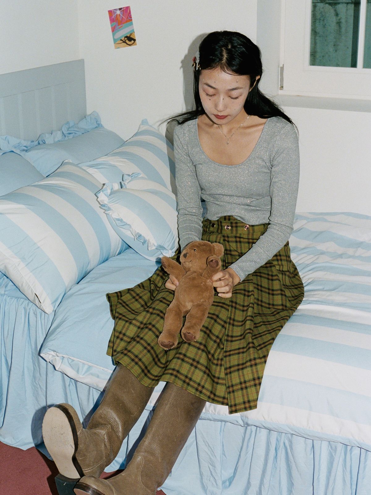 도르모르(DORMOR) 논더스트 워싱 스카이 블루 볼드 스트라이프 이불커버
