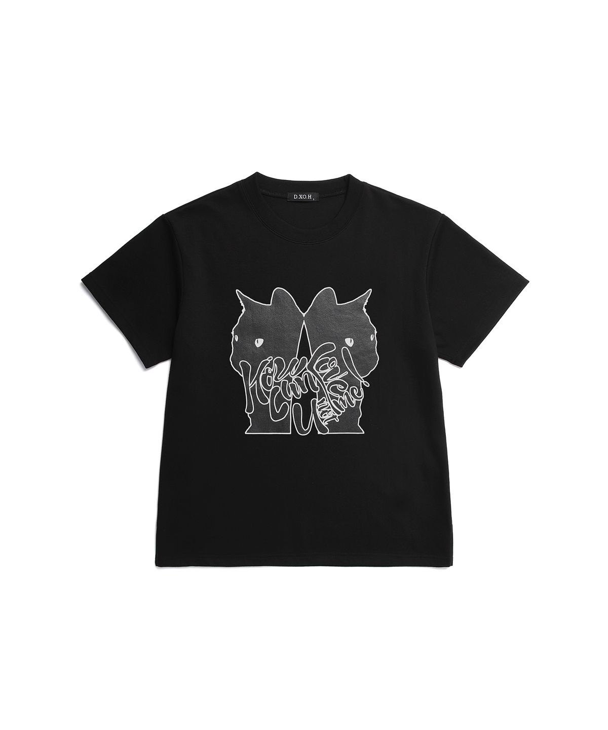 디쏘에이치(D.XO.H) 투 캣츠 로고 티셔츠 블랙