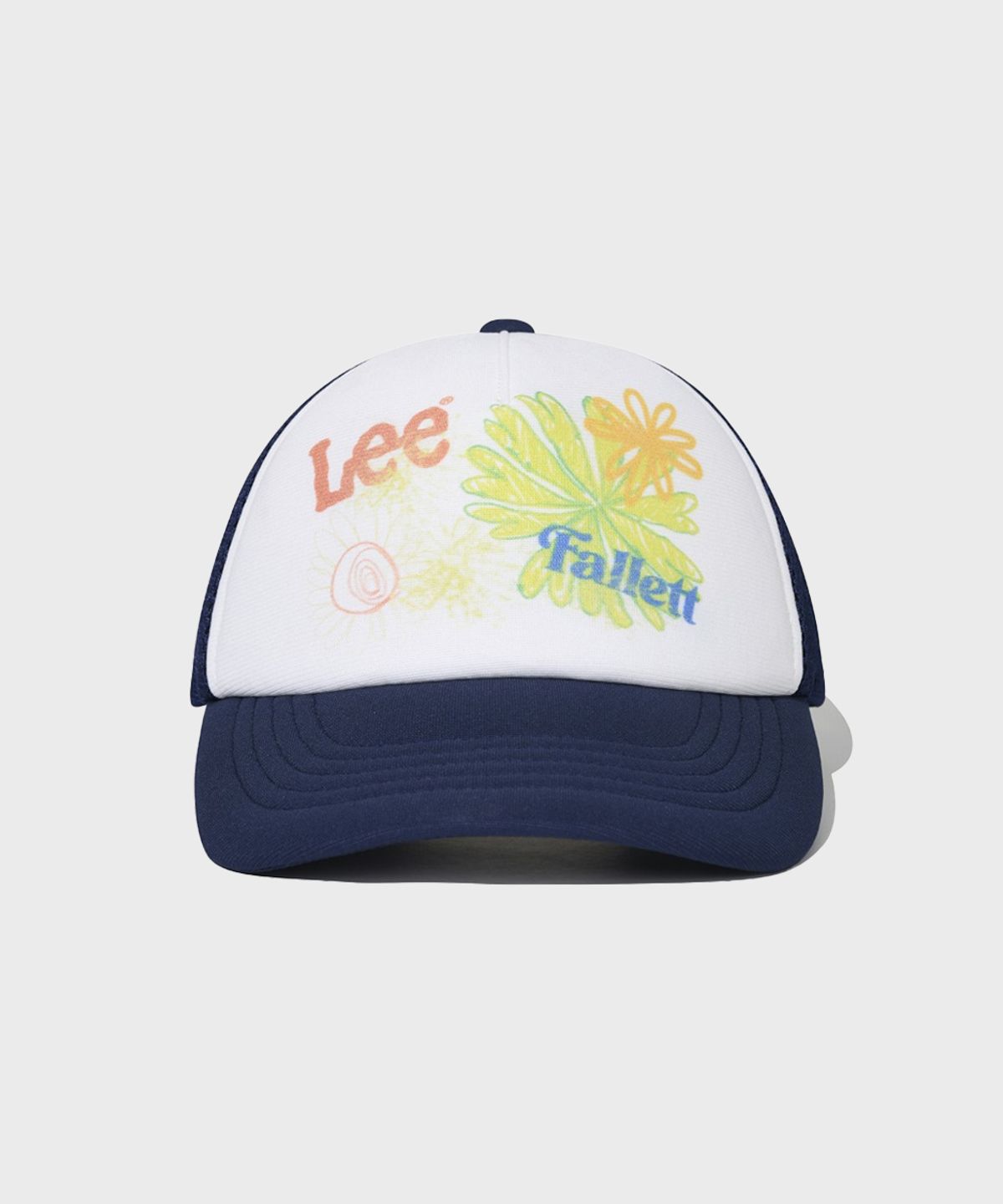 팔렛(FALLETT) [FallettXLee] 플라워 드로잉 메쉬캡 네이비