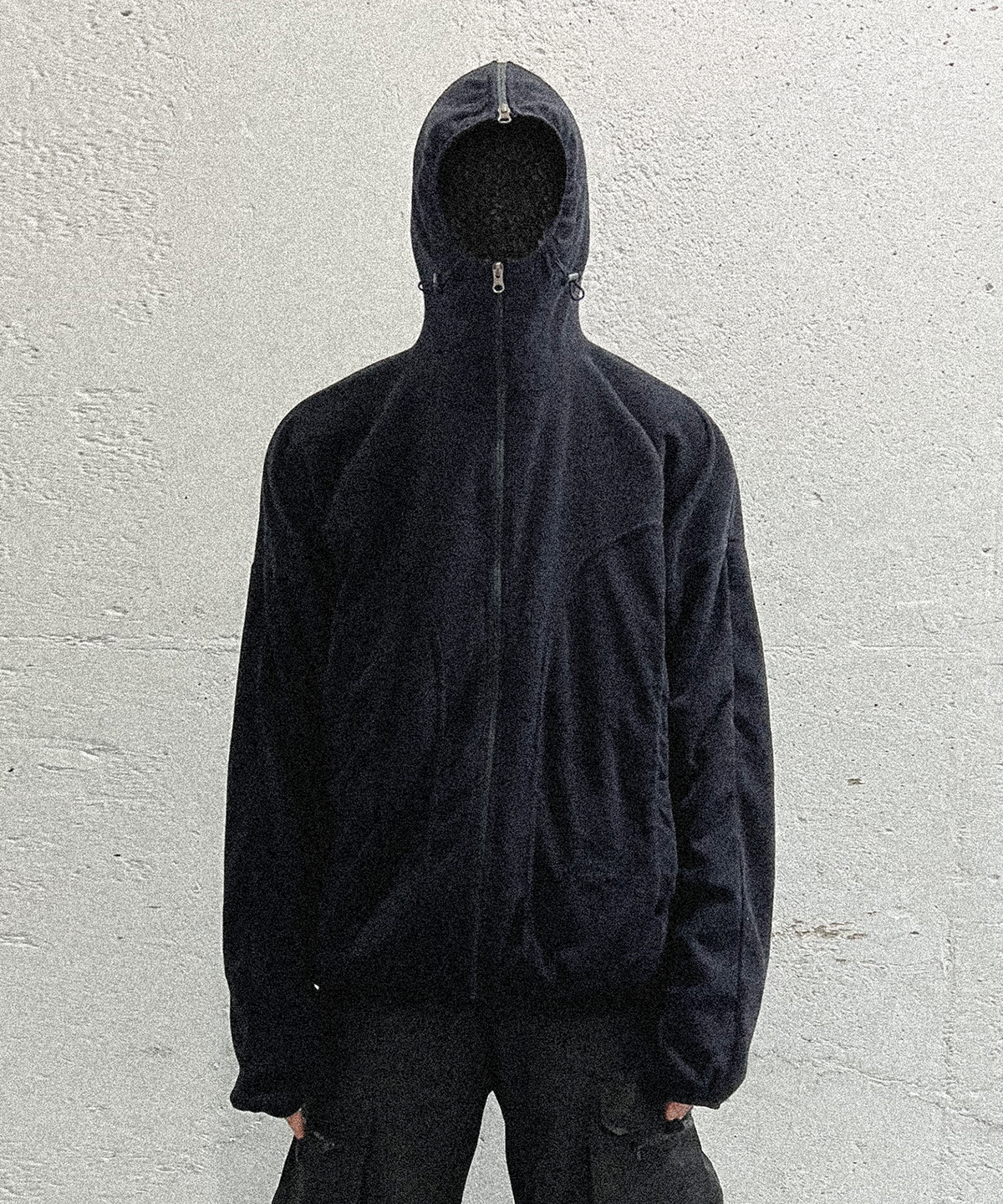 그레일즈(GRAILZ) GEOMETRY SPLIT ZIP HOODIE [BLACK]