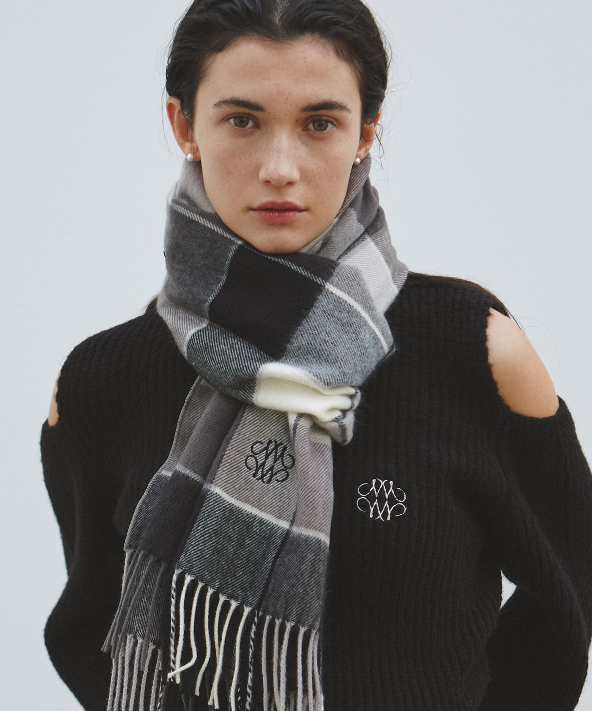 닉앤니콜(NICK&NICOLE) NICOLE MIXED CHECK MUFFLER_GRAY