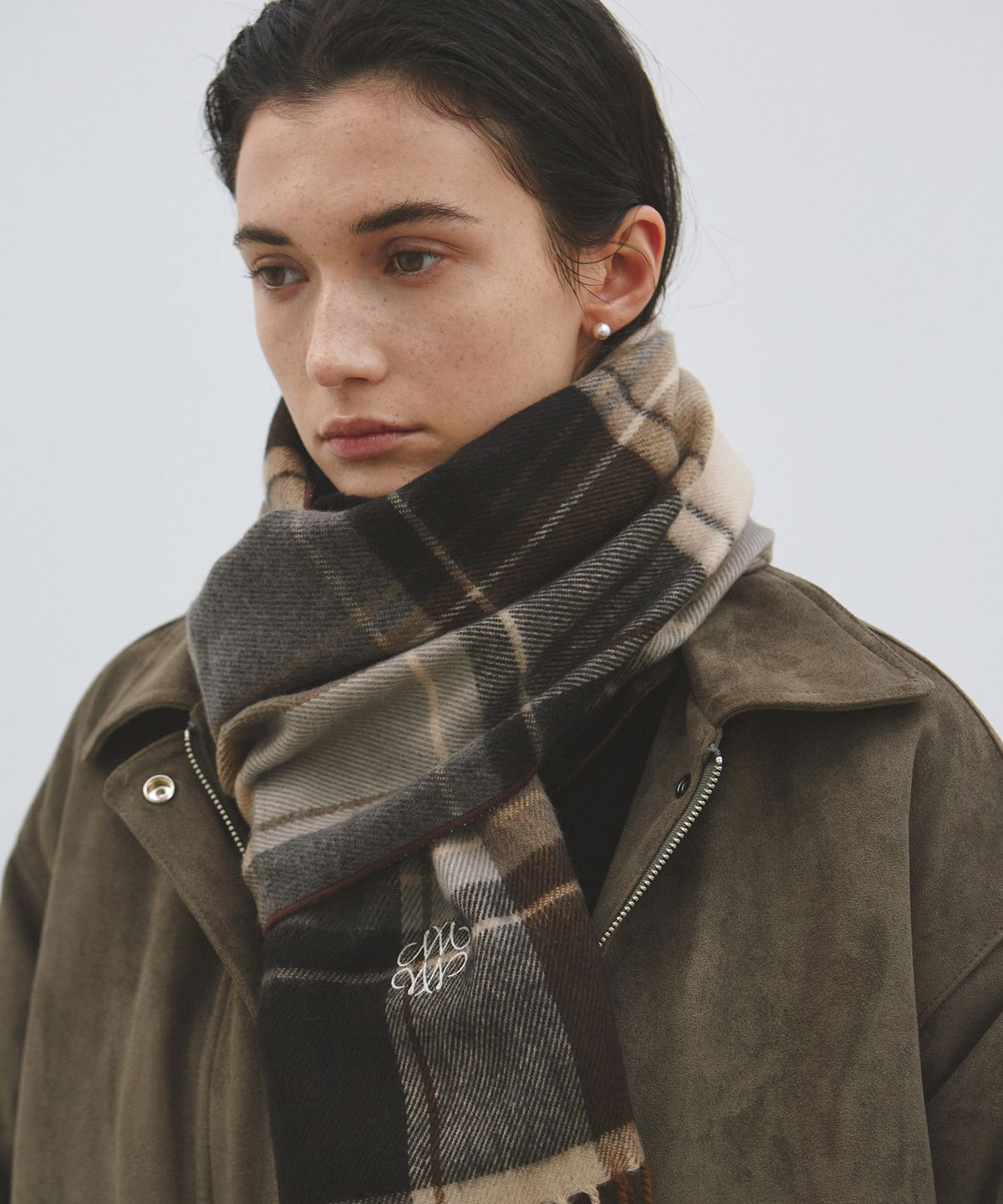 닉앤니콜(NICK&NICOLE) NICOLE MIXED CHECK MUFFLER_BROWN