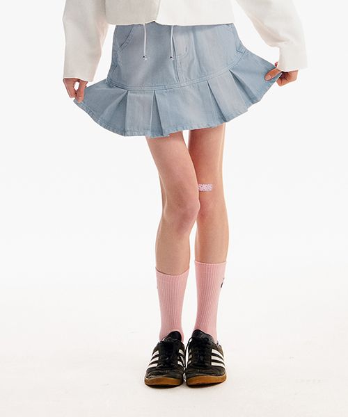 ワンピース KIRSH Cherry Denim Pleated Mini Skirt Light Blue KKSMCDK502M MUSINSA | KIRSH Cherry Pleated Denim Skirt [Light Blue]
