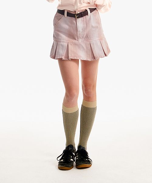ワンピース KIRSH Cherry semi-pleated knit skirt salmon KKRSCSK505MSMA MUSINSA | KIRSH Cherry Pleated Denim Skirt [Dark Salmon]