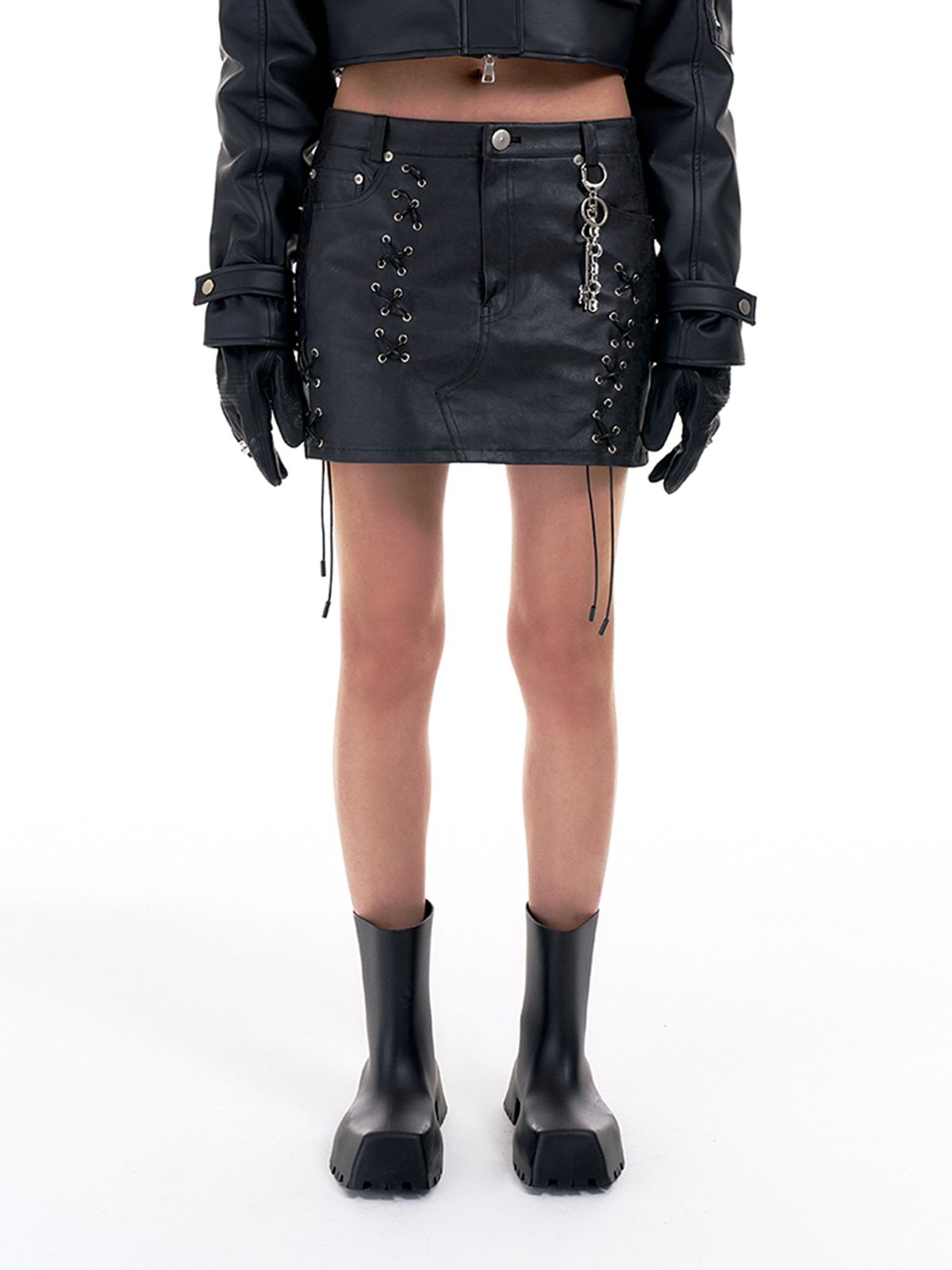 와이이이엘(YEEL) EYELET MINI SKIRT BLACK