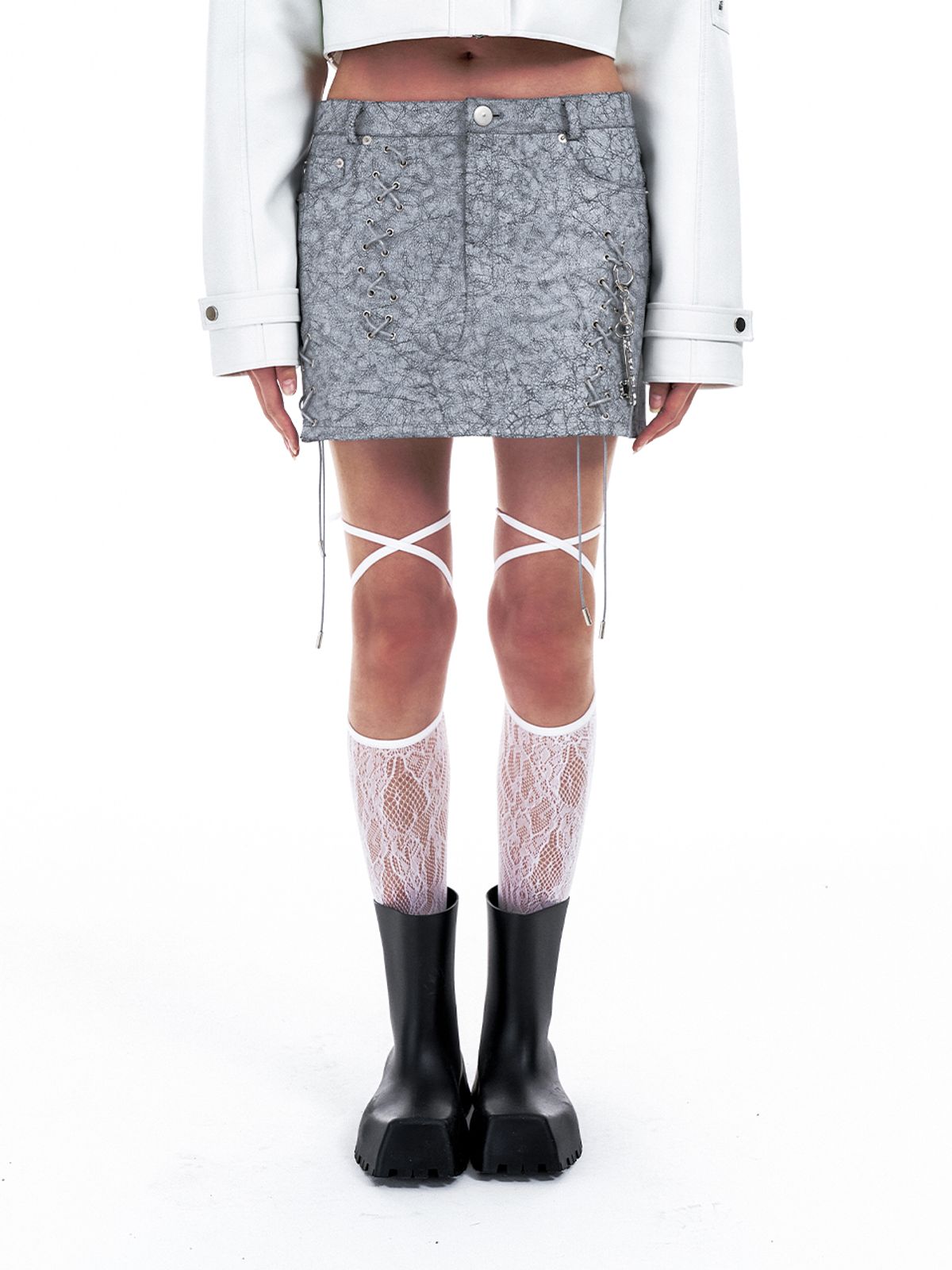 와이이이엘(YEEL) EYELET MINI SKIRT GRAY