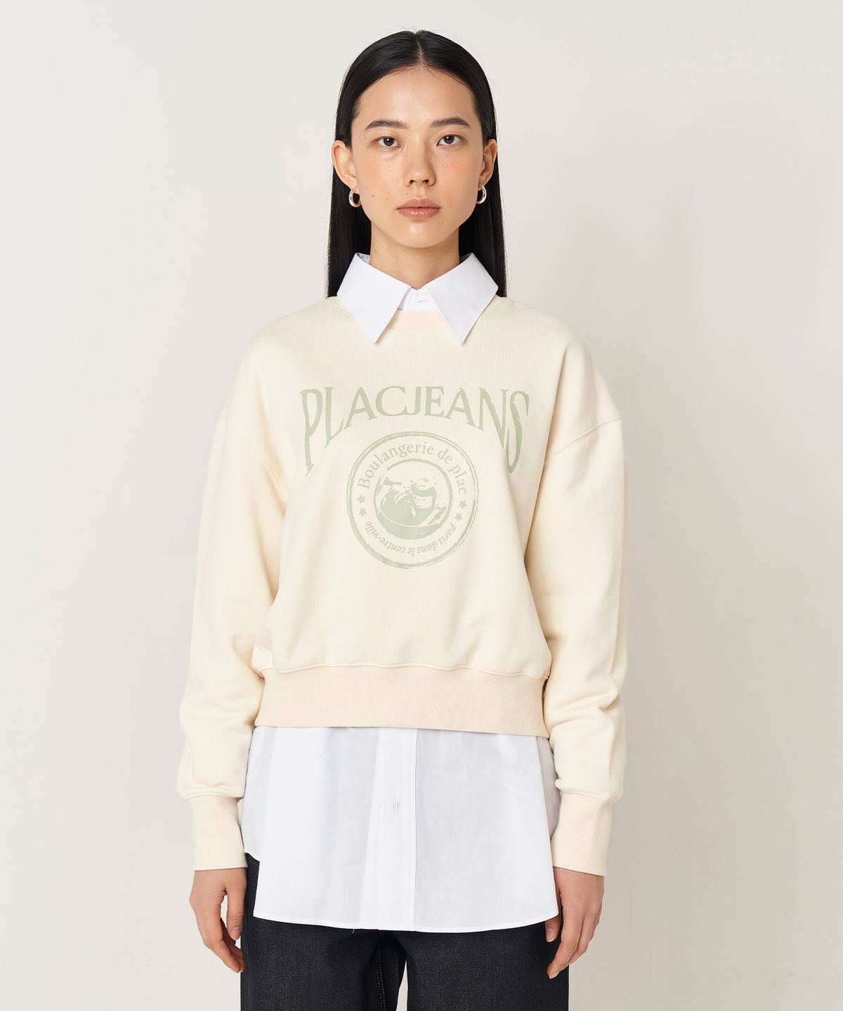 플랙 우먼(PLAC WOMEN) 플랙 그래픽 스웨트 셔츠 베이지