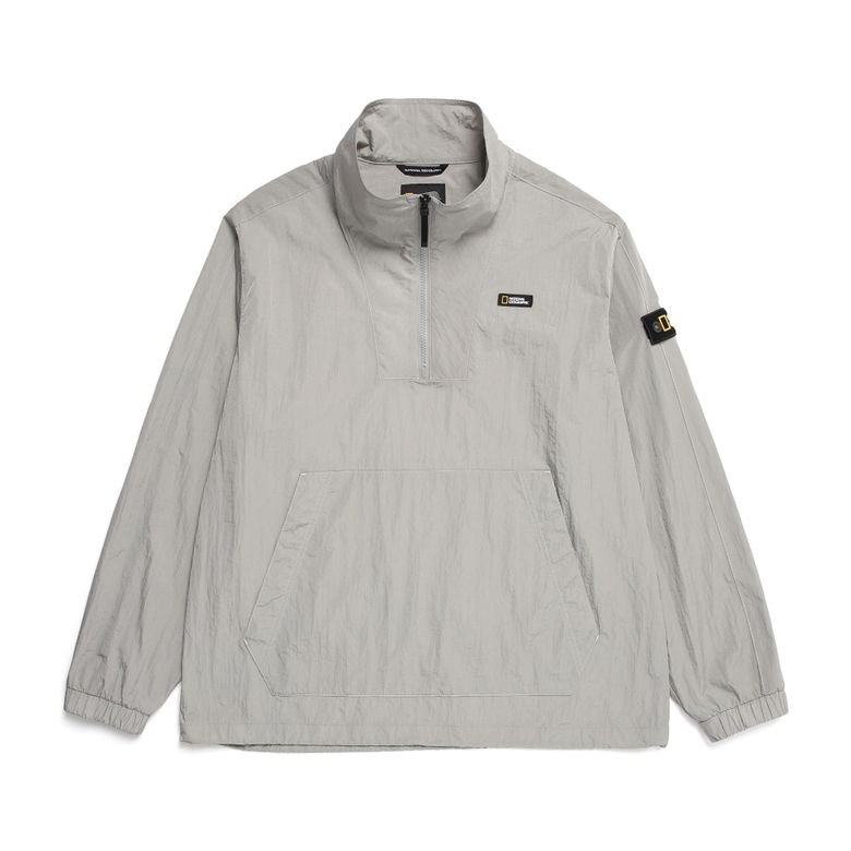N231UJP902 우븐 세미 오버핏 로고 아노락 점퍼 MOURNING GREY