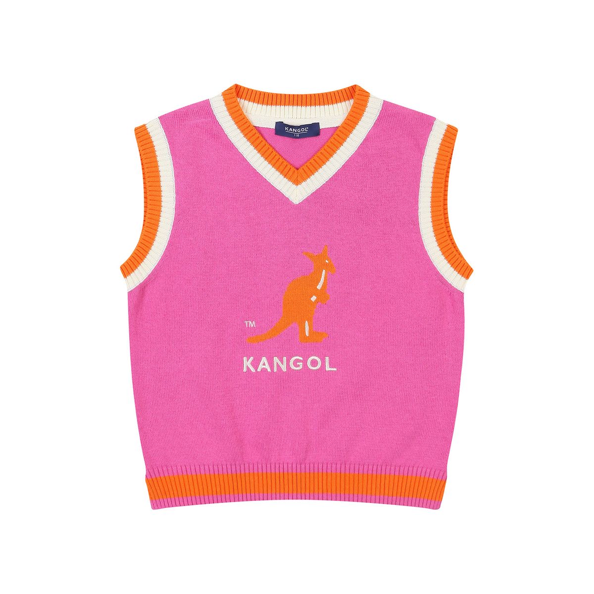 캉골키즈(KANGOL KIDS) 빅 로고 컬러풀 니트 베스트 PA 0002 핑크/APACVT00020PK