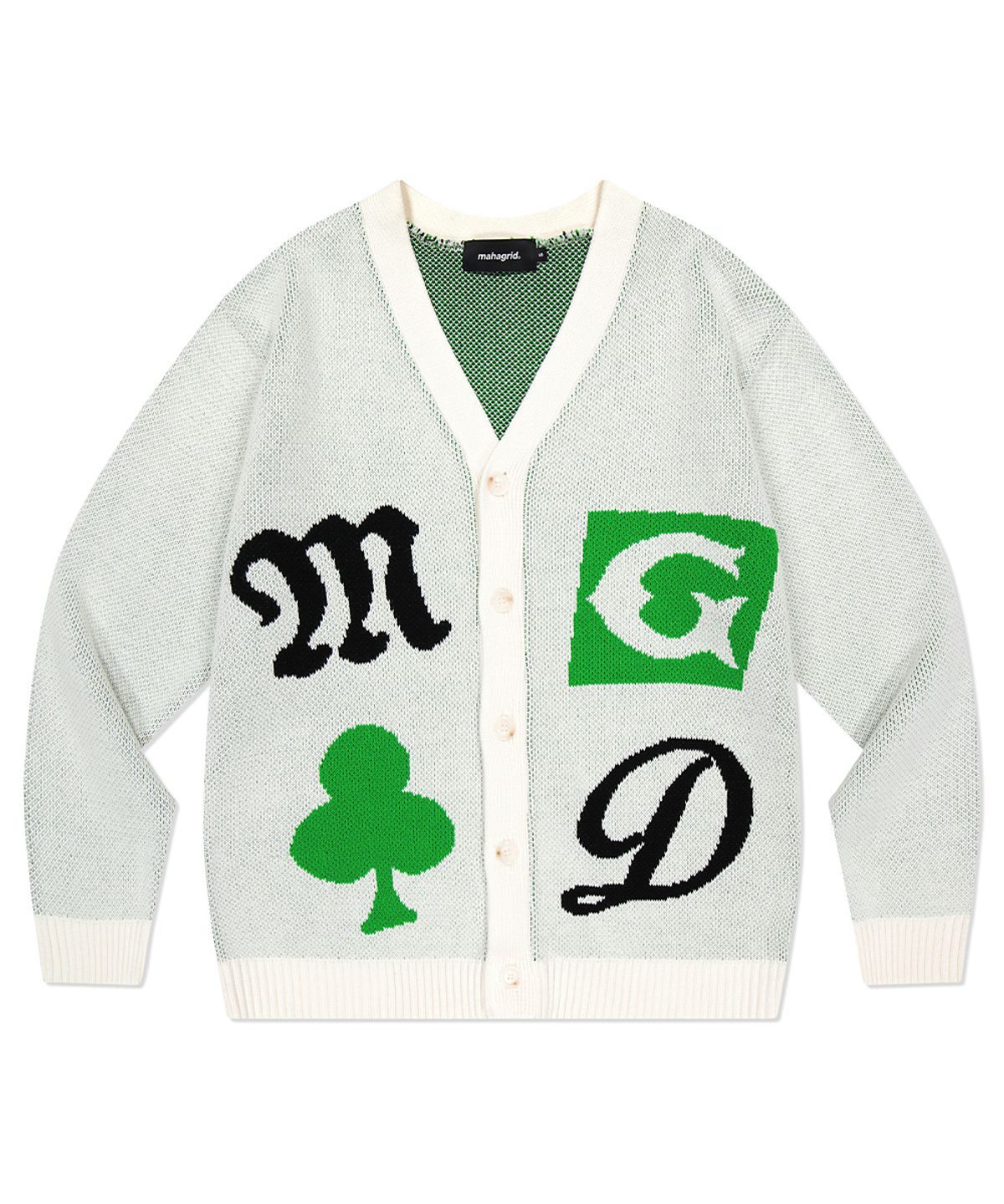마하그리드(MAHAGRID) CLOVER KNIT CARDIGAN IVORY(MG2DSMK680A)
