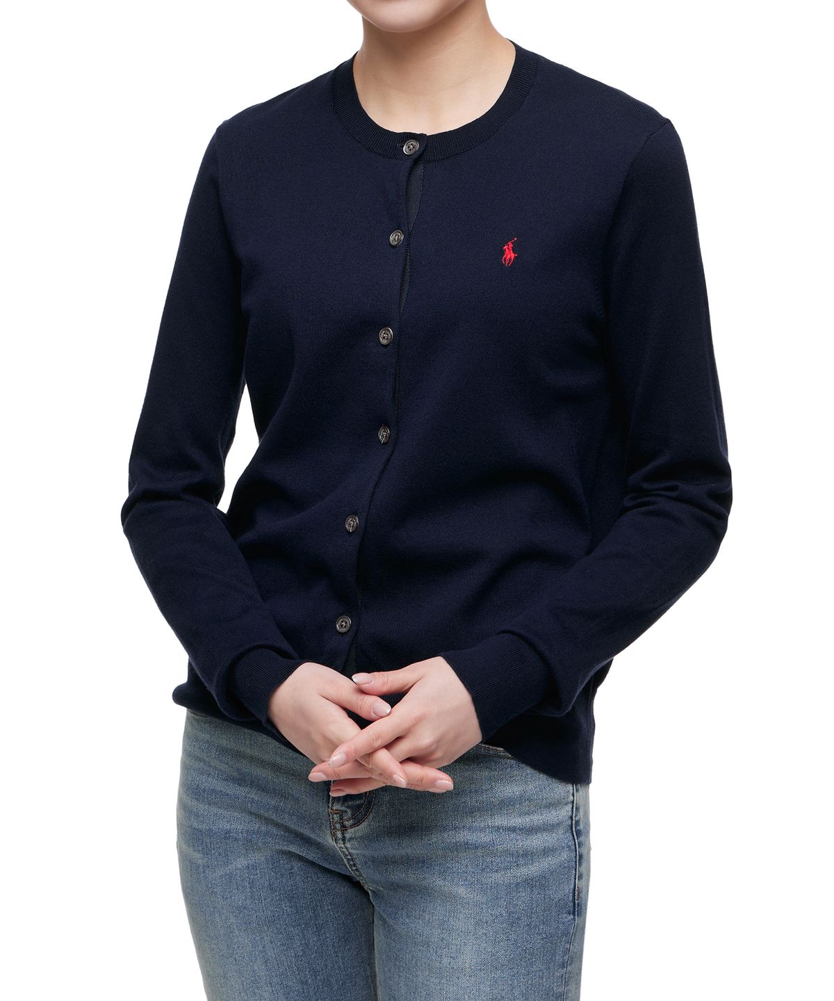 폴로 랄프 로렌(POLO RALPH LAUREN) W 코튼 블렌드 카디건 - 네이비