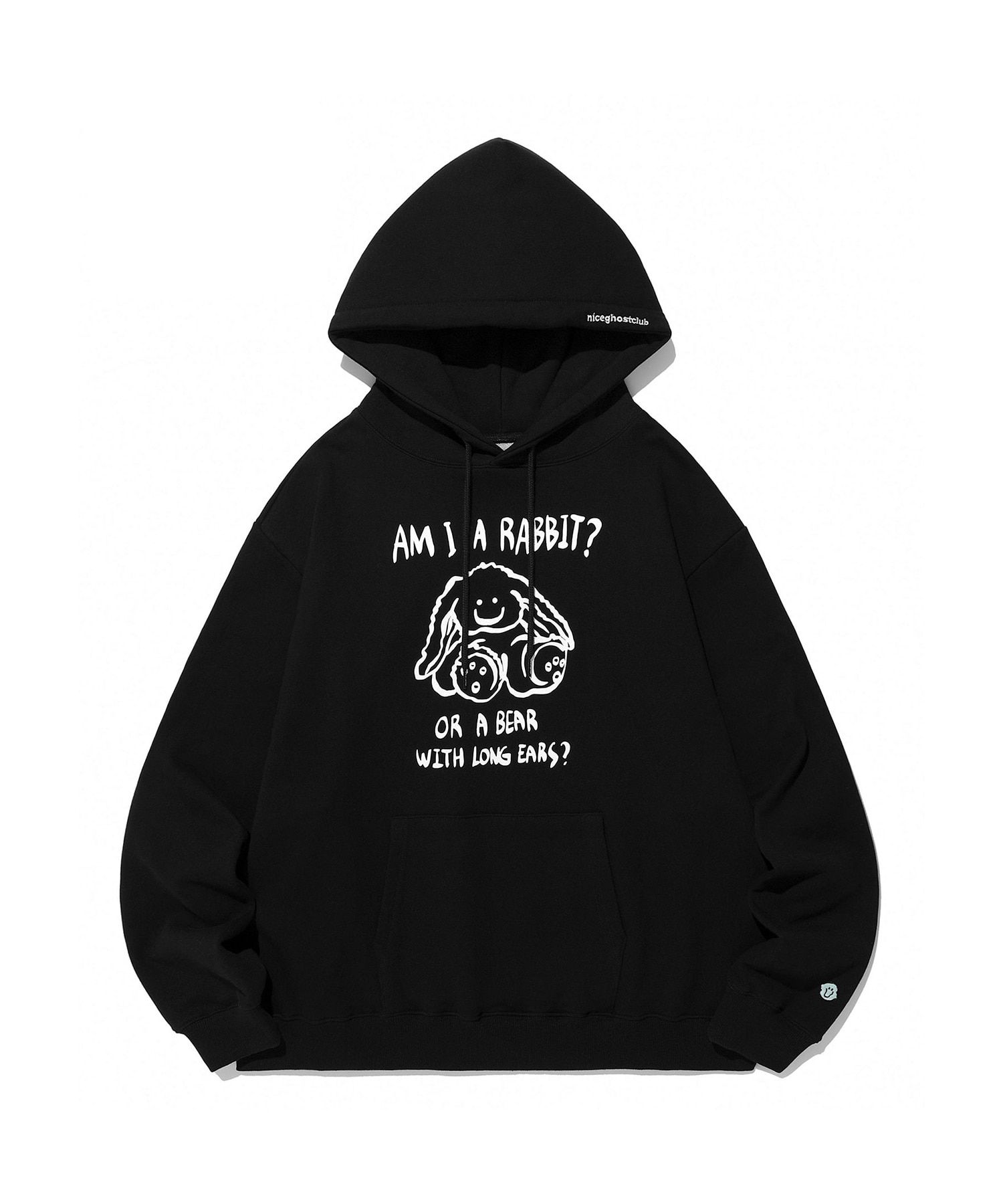 ★Nice Ghost Club★BUNNYBEAR SPRAY ARTWORK HOODIE MUSINSA | NICE GHOST CLUB RABBIT OR BEAR HOODIE_BLACK