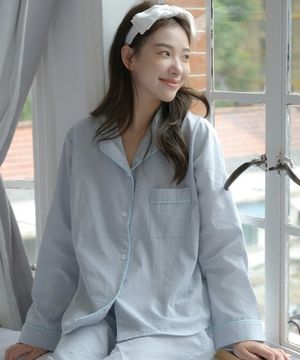 베이직 스트라이프 파자마 투피스_LAVENDER