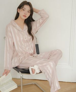 실키 스트라이프  파자마 투피스
