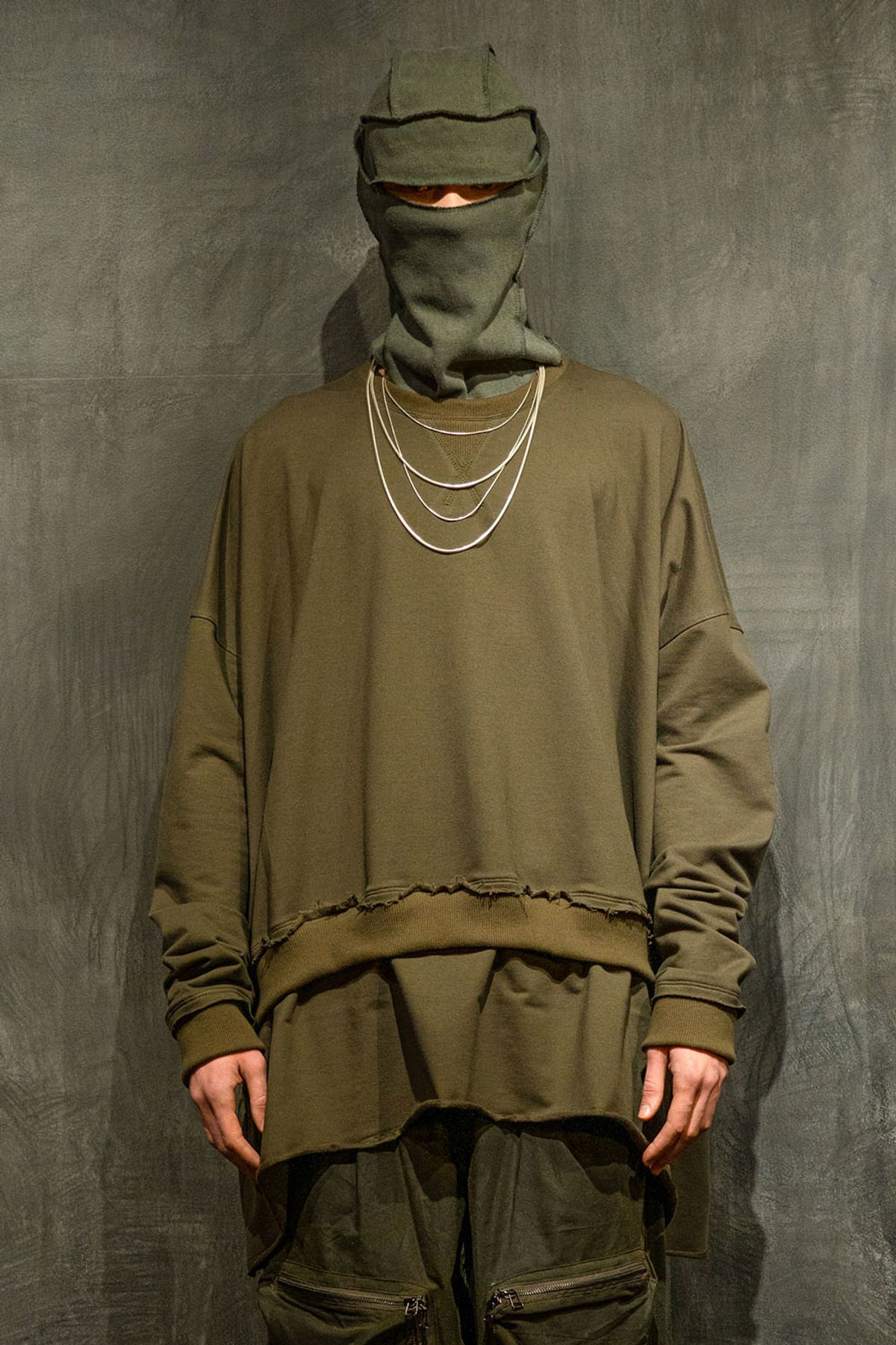 아스파라거스(ASPARAGUS) T-shirt Panel Layered Sweatshirt
