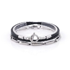 프리즘써지컬 213체인 링바레이어드 480BK가죽 팔찌세트 (C2301-SE274_BK)