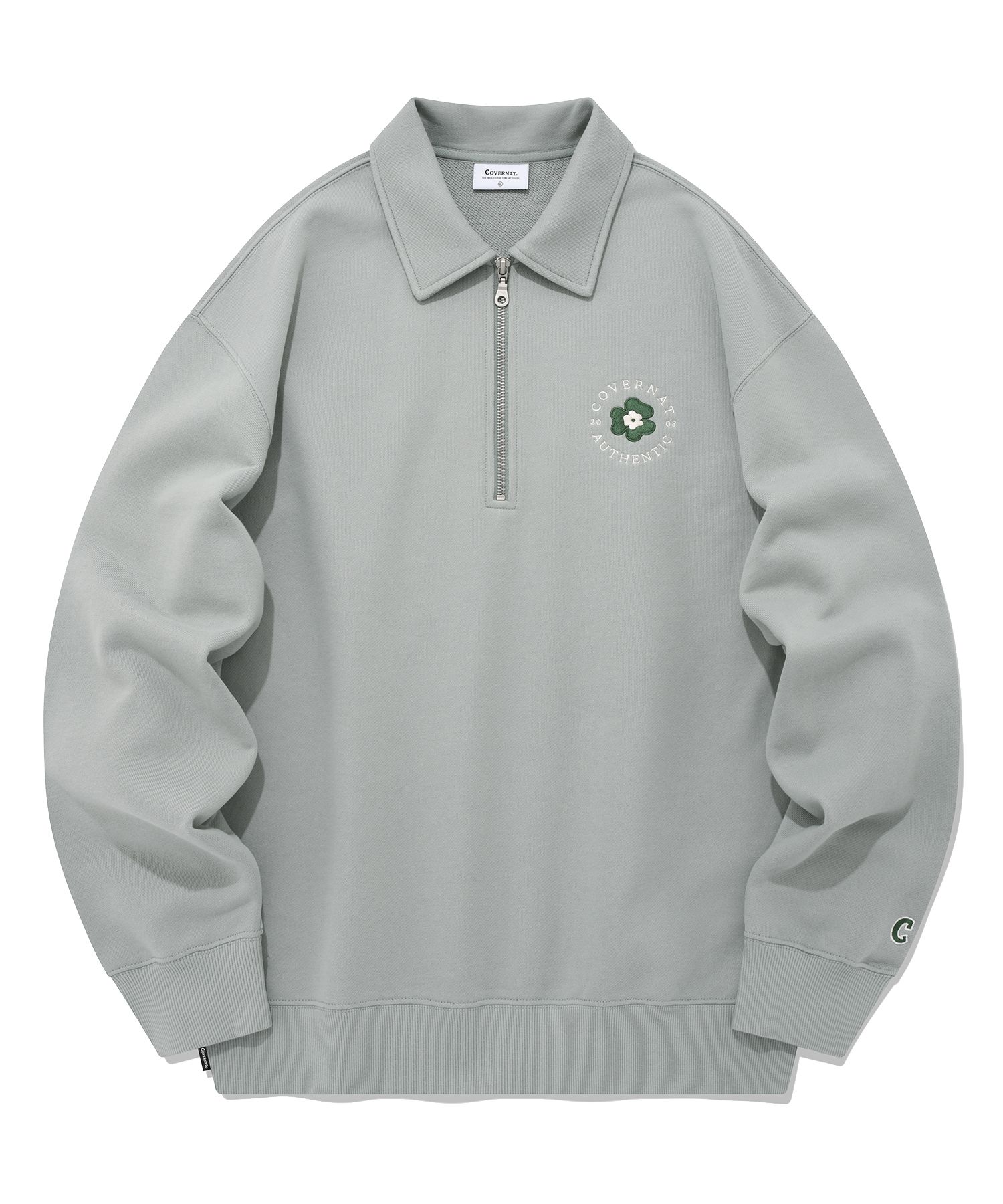 MUSINSA公式 | COVERNAT Clover collar half zip-up sweatshirt mint