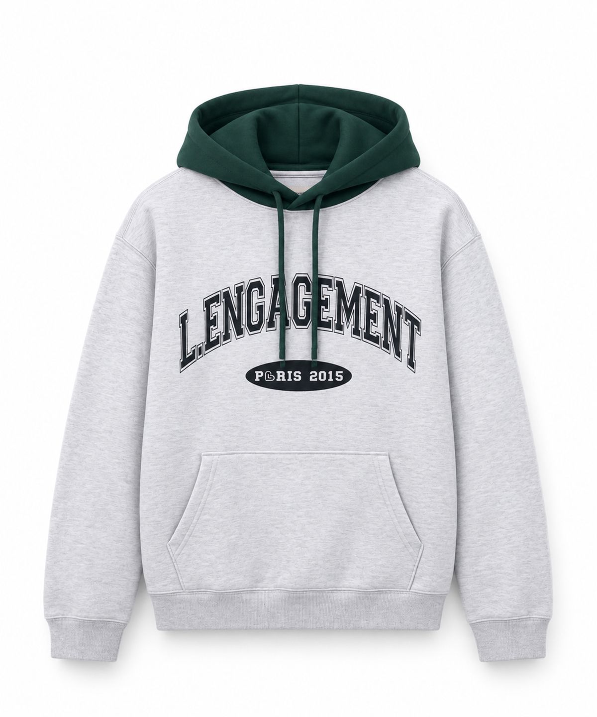 랑가주망(LENGAGEMENT) 아치 로고 믹스 후드티 [멜란지-그린]