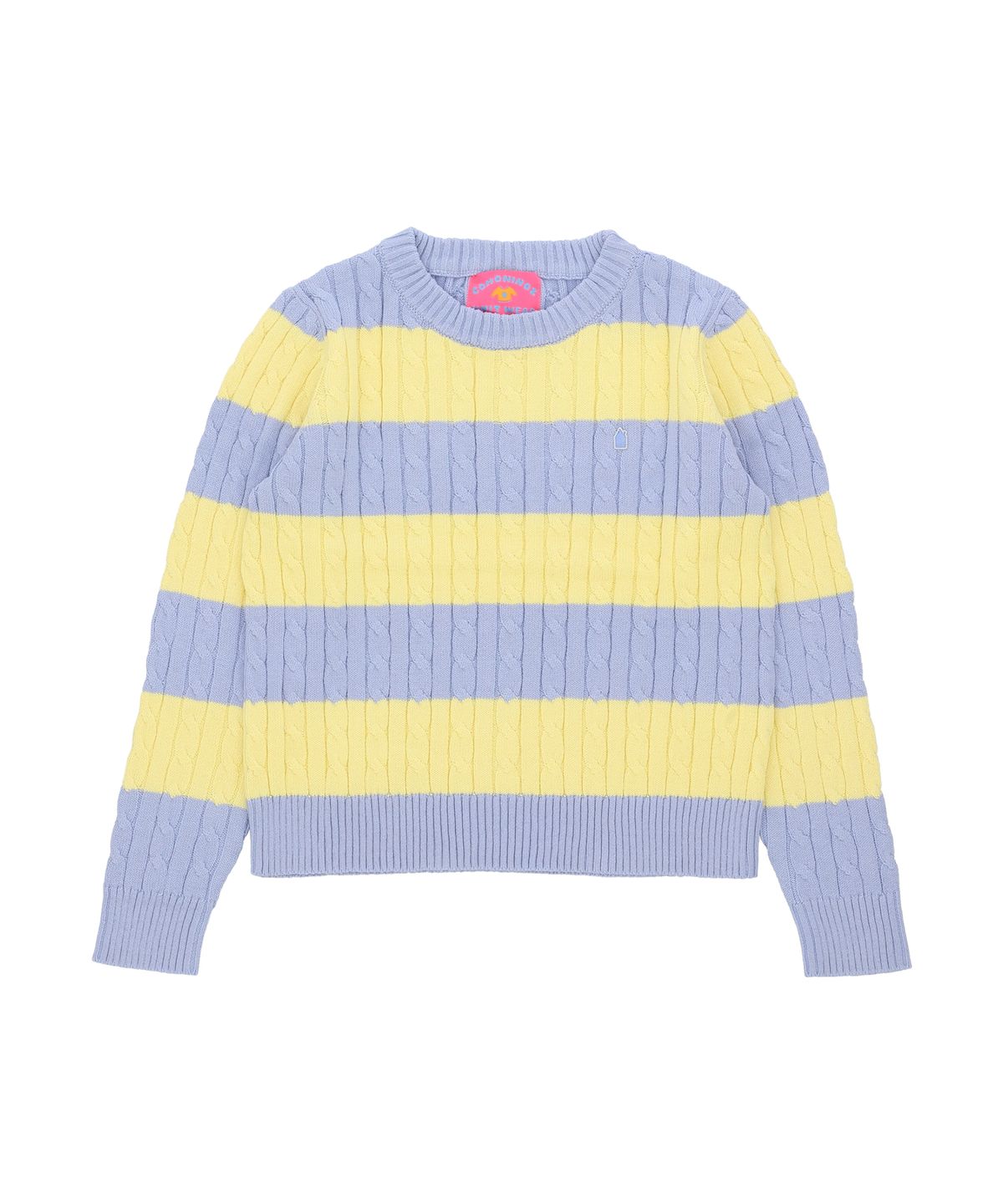 꼬모니노즈(COMONINOZ) W STRIPE CABLE PULLOVER [SKY BLUE]