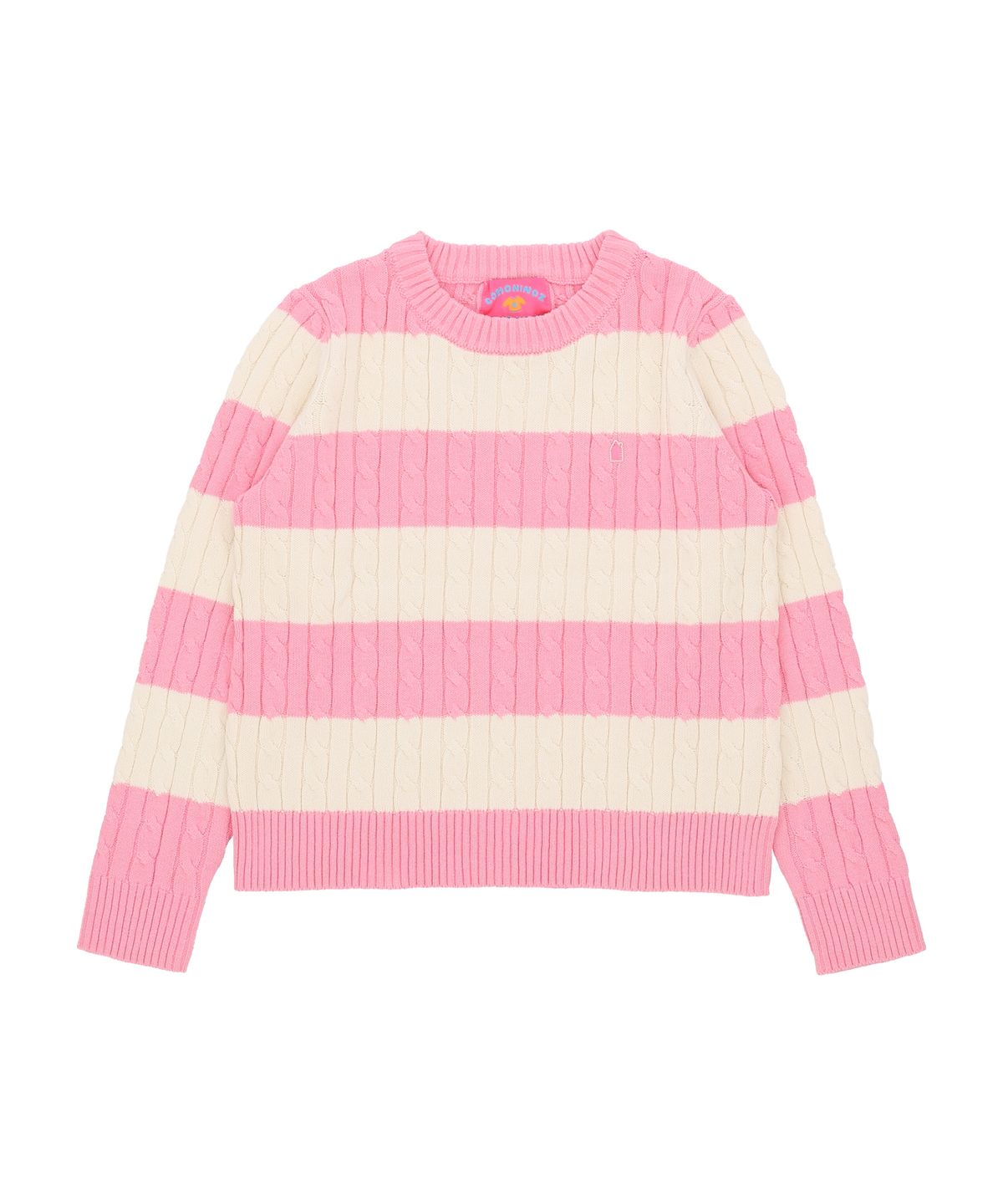 꼬모니노즈(COMONINOZ) W STRIPE CABLE PULLOVER [PINK]