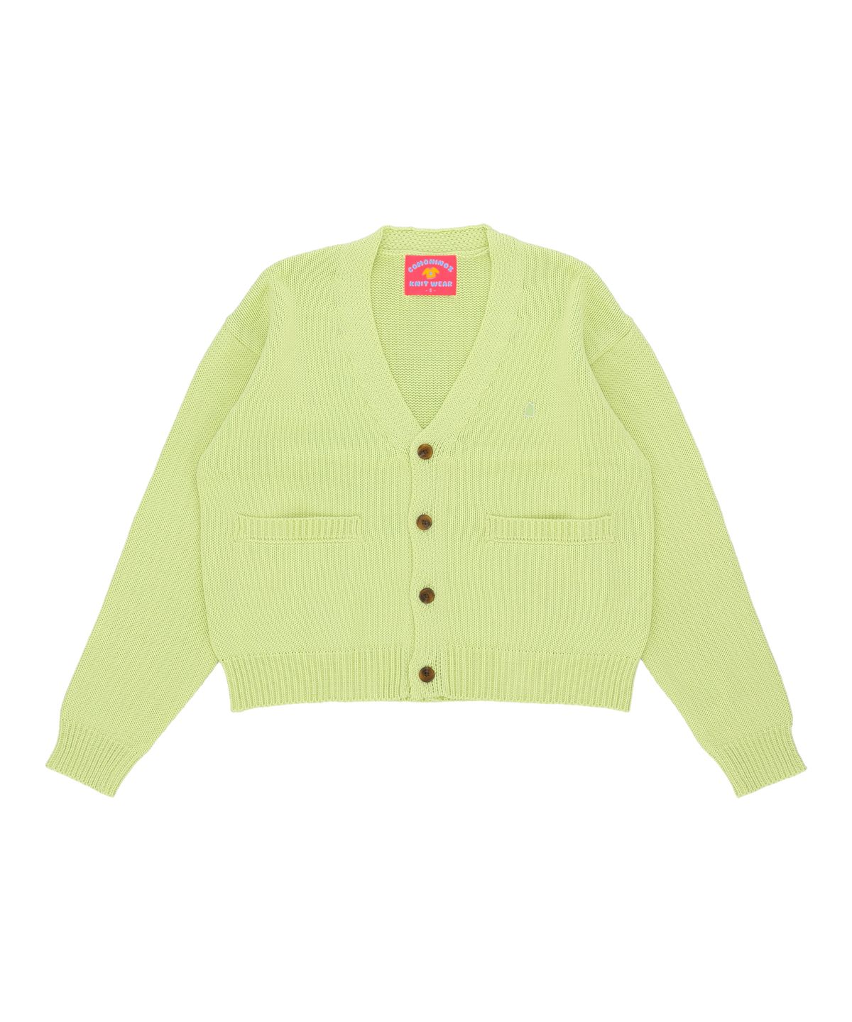 꼬모니노즈(COMONINOZ) V-NECK BASIC KNIT CARDIGAN [LIME]