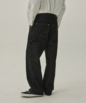 파번 7505 카펜터 와이드핏 블랙 데님팬츠