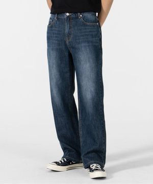 와이드 데님 팬츠 (WASHED BLUE BLACK)