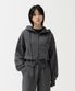 W 2WAY 크롭 스웻 후드 집업 (CHARCOAL)
