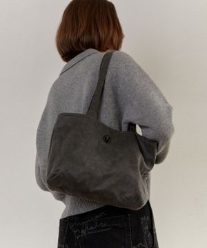 Suede shoulder bag_ Grey