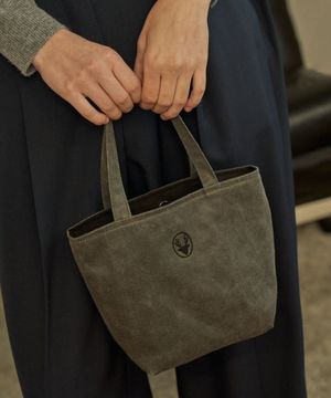 Suede tote bag_ Grey