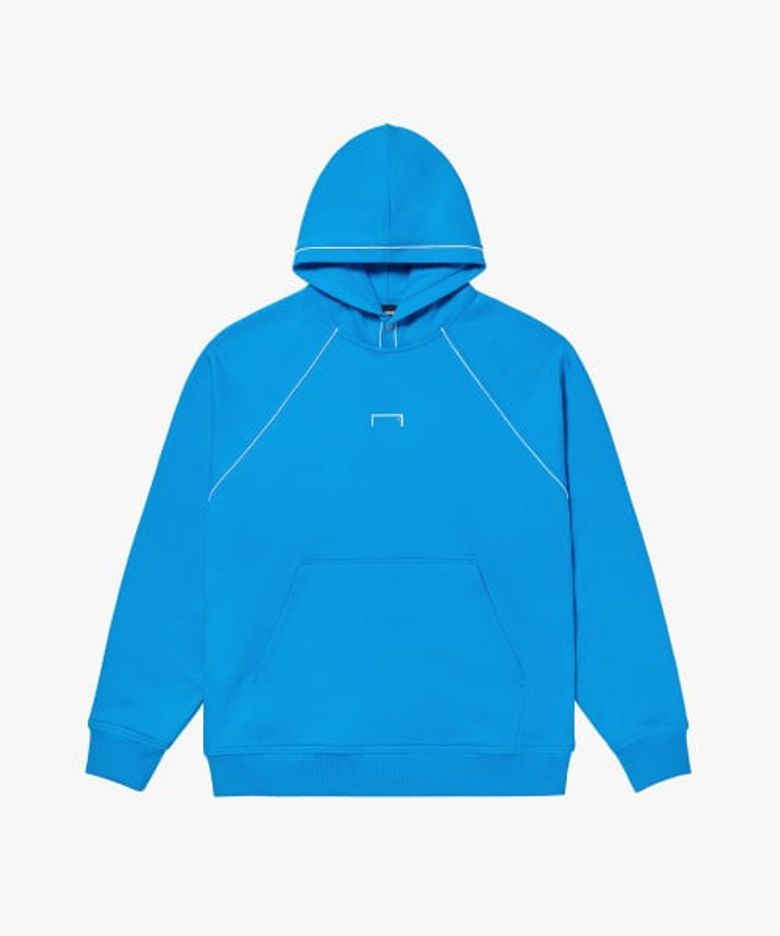 SMALL LOGO PIPING HOODIE-BLUE
