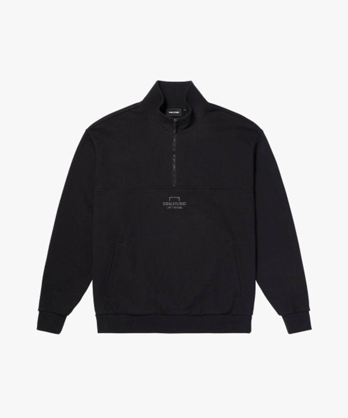 골스튜디오(GOALSTUDIO) EMBROIDERY HALF ZIP-UP-BLACK