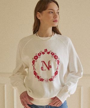 플로럴 써클 스웨트셔츠 - 오프 화이트