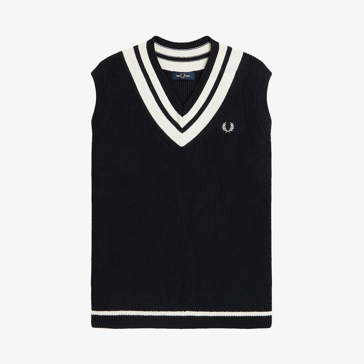 프레드페리(FRED PERRY) [Sharp] 스트라이프 헴 브이넥 베스트(102) AFPM231K540-102