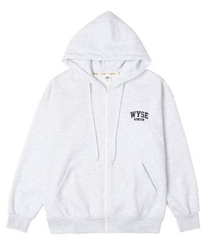 베이직 컬리지 로고 후드 집업 라이트그레이